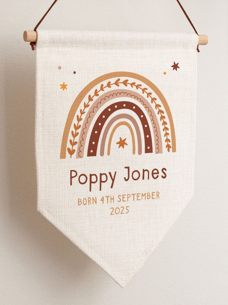 No Ordinary Gift rainbow personalised hanging flag 20x30cm, imported from the UK