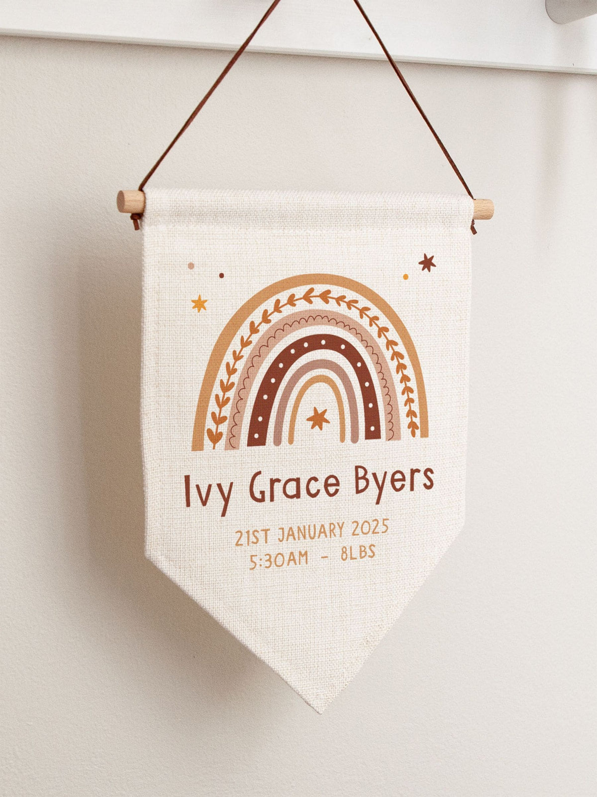 No Ordinary Gift rainbow personalised hanging flag 20x30cm, imported from the UK
