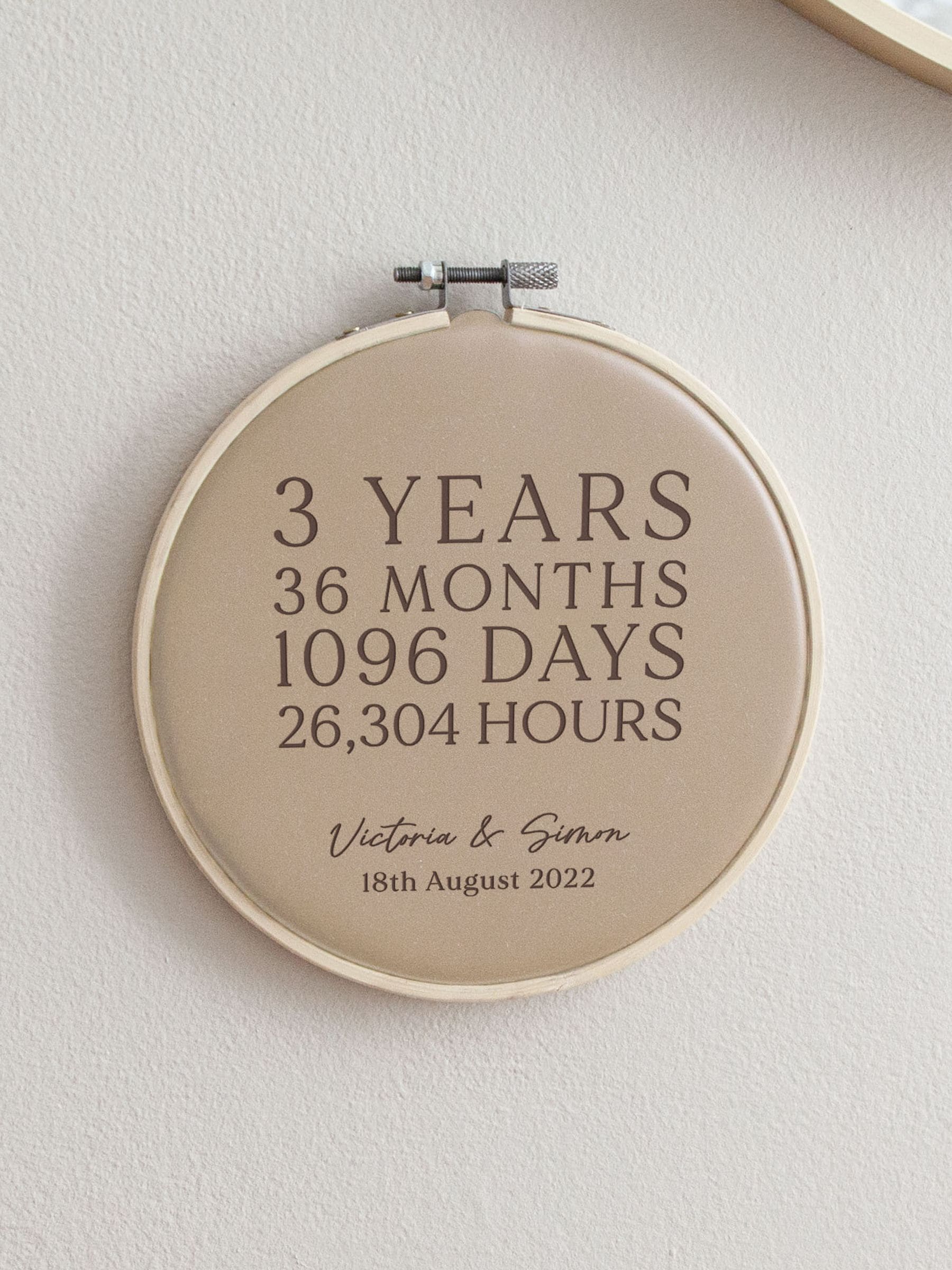 No Ordinary Gift personalised leather anniversary hoop 15cm, UK version