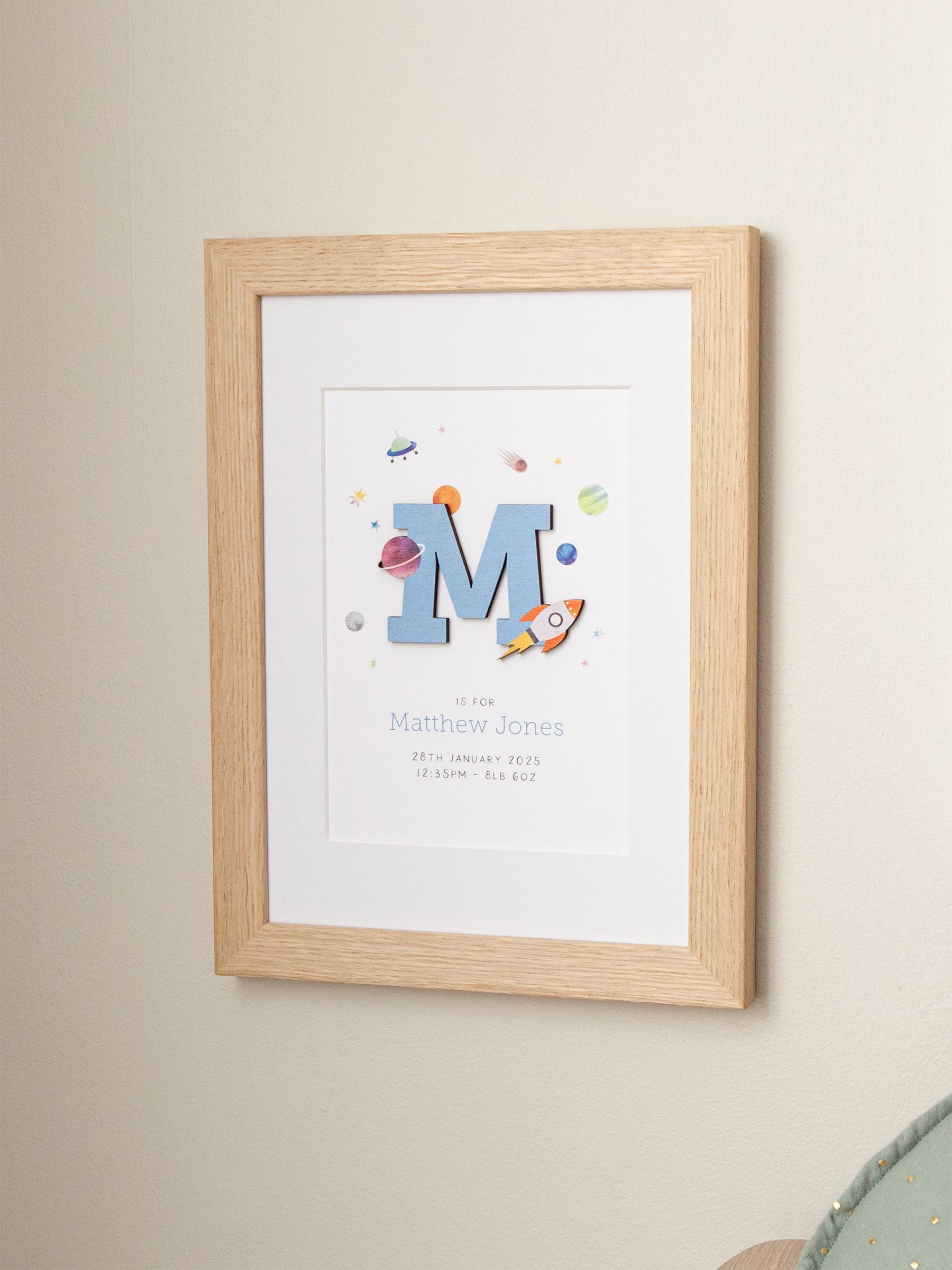 No Ordinary Gift personalised rocket print A5 - British product