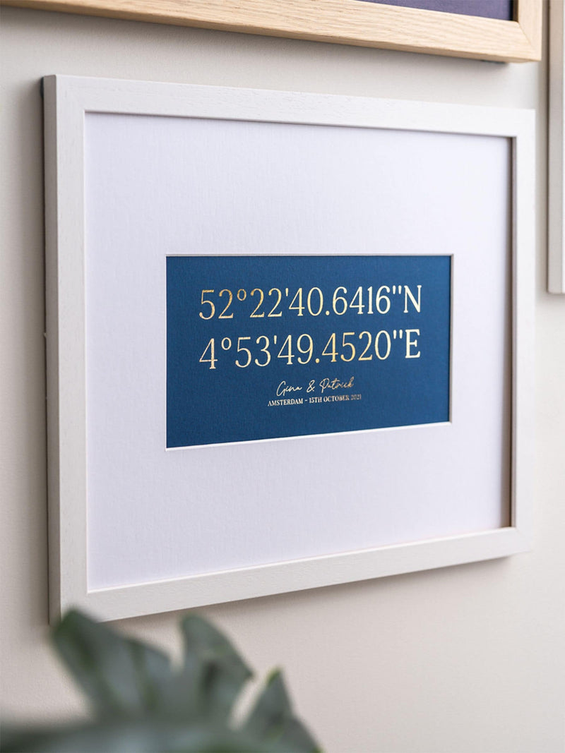 No Ordinary Gift personalised coordinates framed print 30x38cm - British product