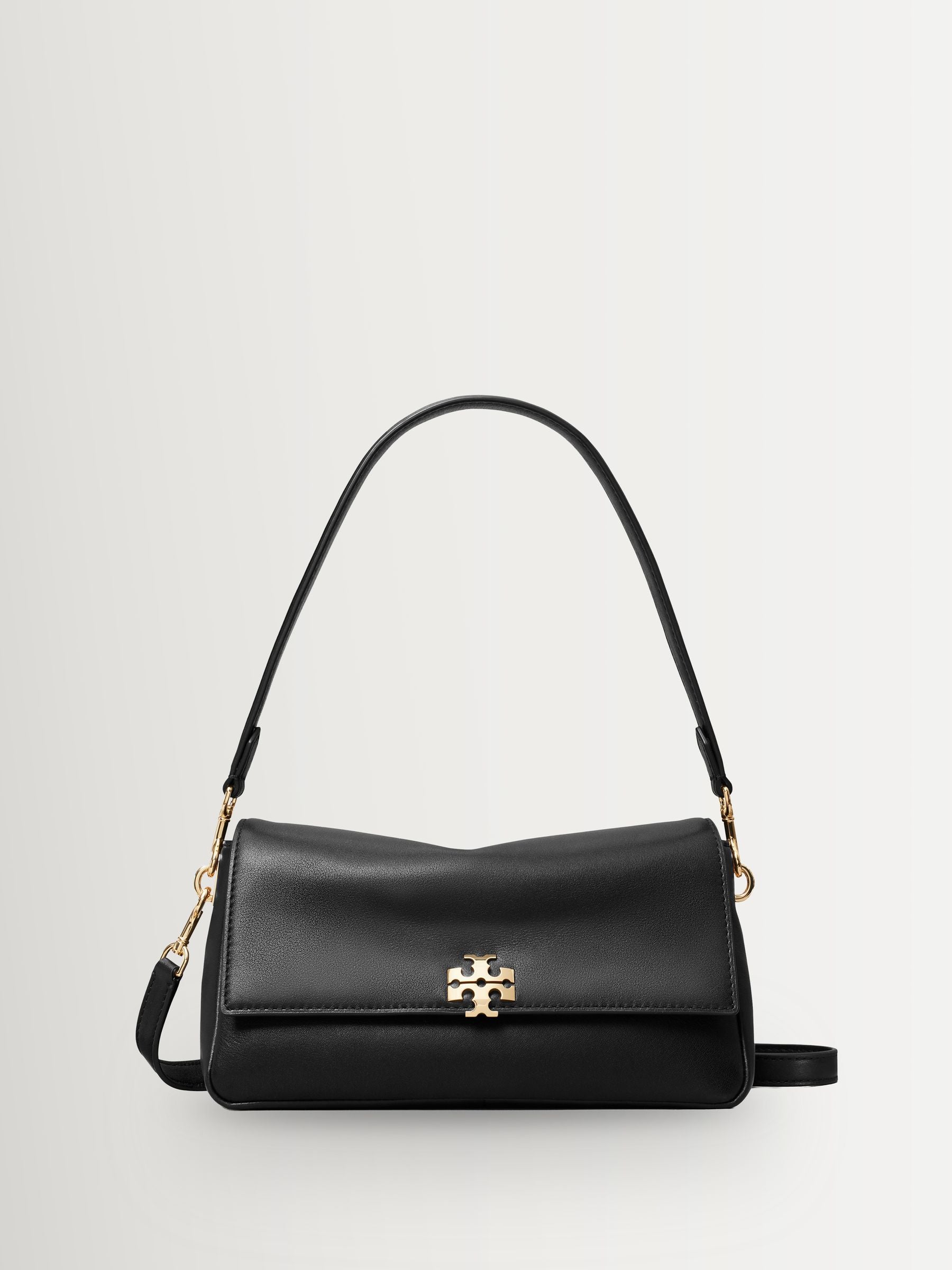 Tory Burch small Charlie shoulder bag in black leather - British product