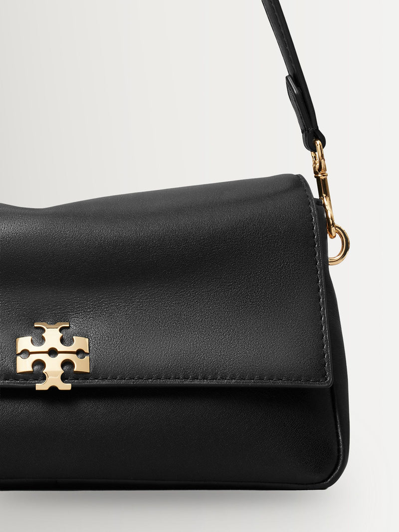 Tory Burch small Charlie shoulder bag in black leather - British product
