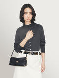 Tory Burch small Charlie shoulder bag in black leather - British product