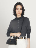Tory Burch small Charlie shoulder bag in black leather - British product