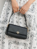 Tory Burch small Charlie shoulder bag in black leather - British product