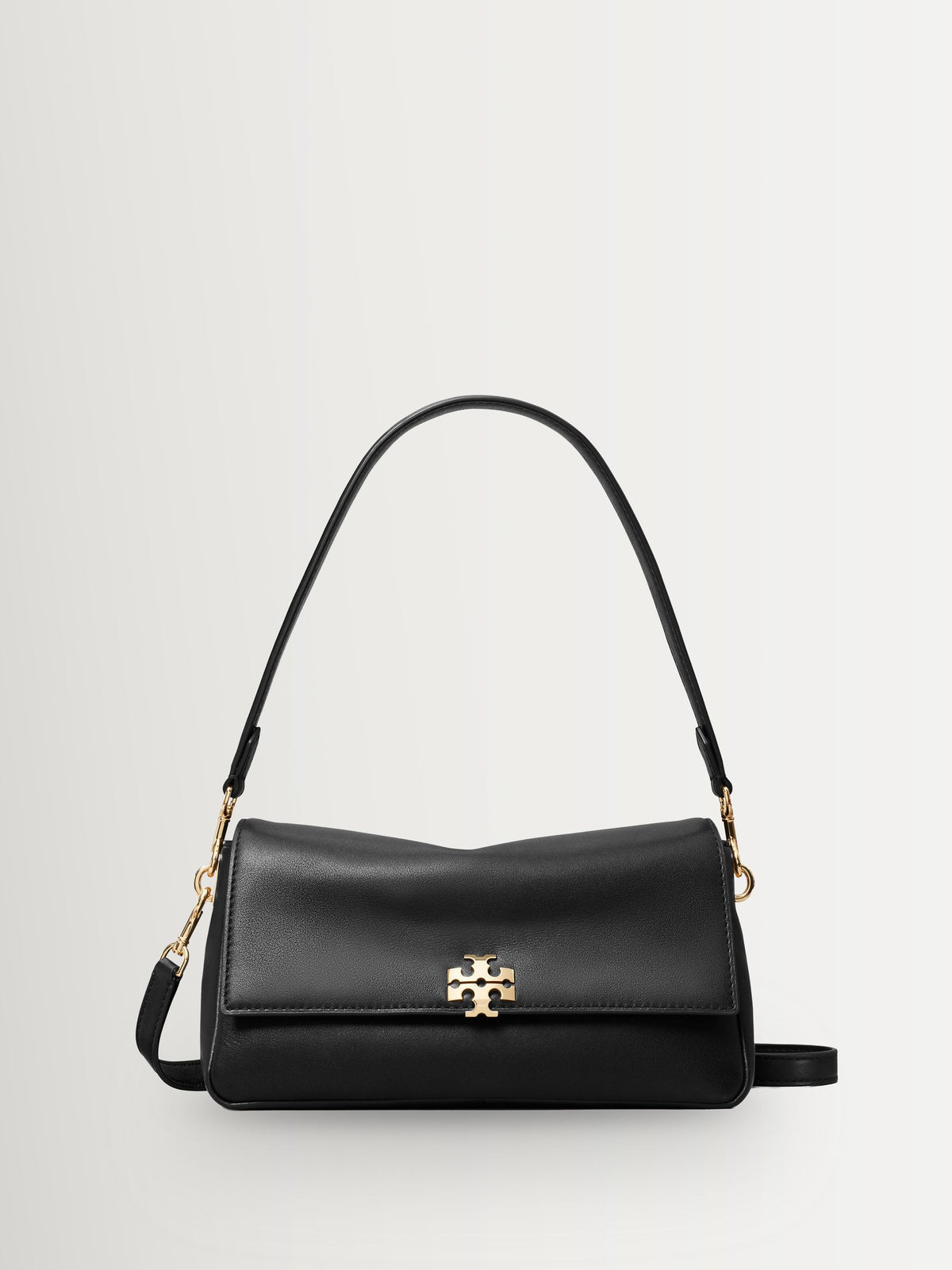 Tory Burch small Charlie shoulder bag in black leather - British product