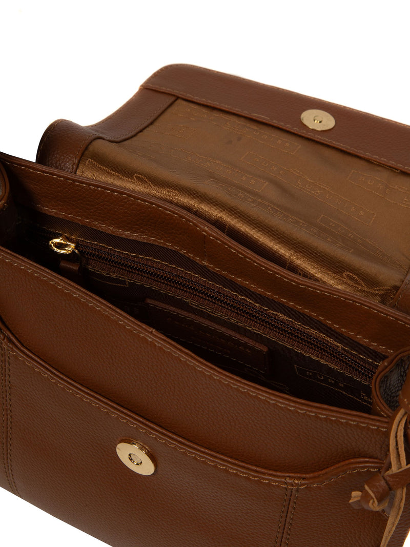 Pure Luxuries London Brown Elston Leather Cross-Body Bag