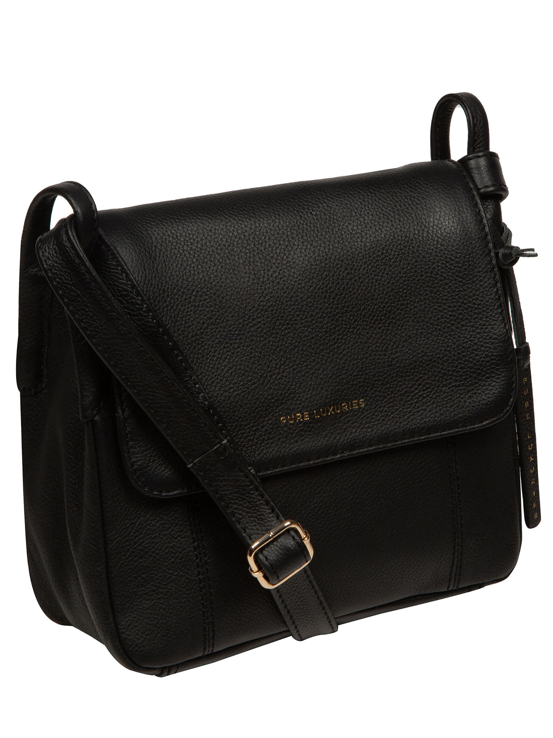 Pure Luxuries London Black Elston leather cross-body bag - British product