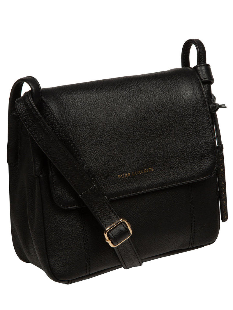 Pure Luxuries London Black Elston leather cross-body bag - British product