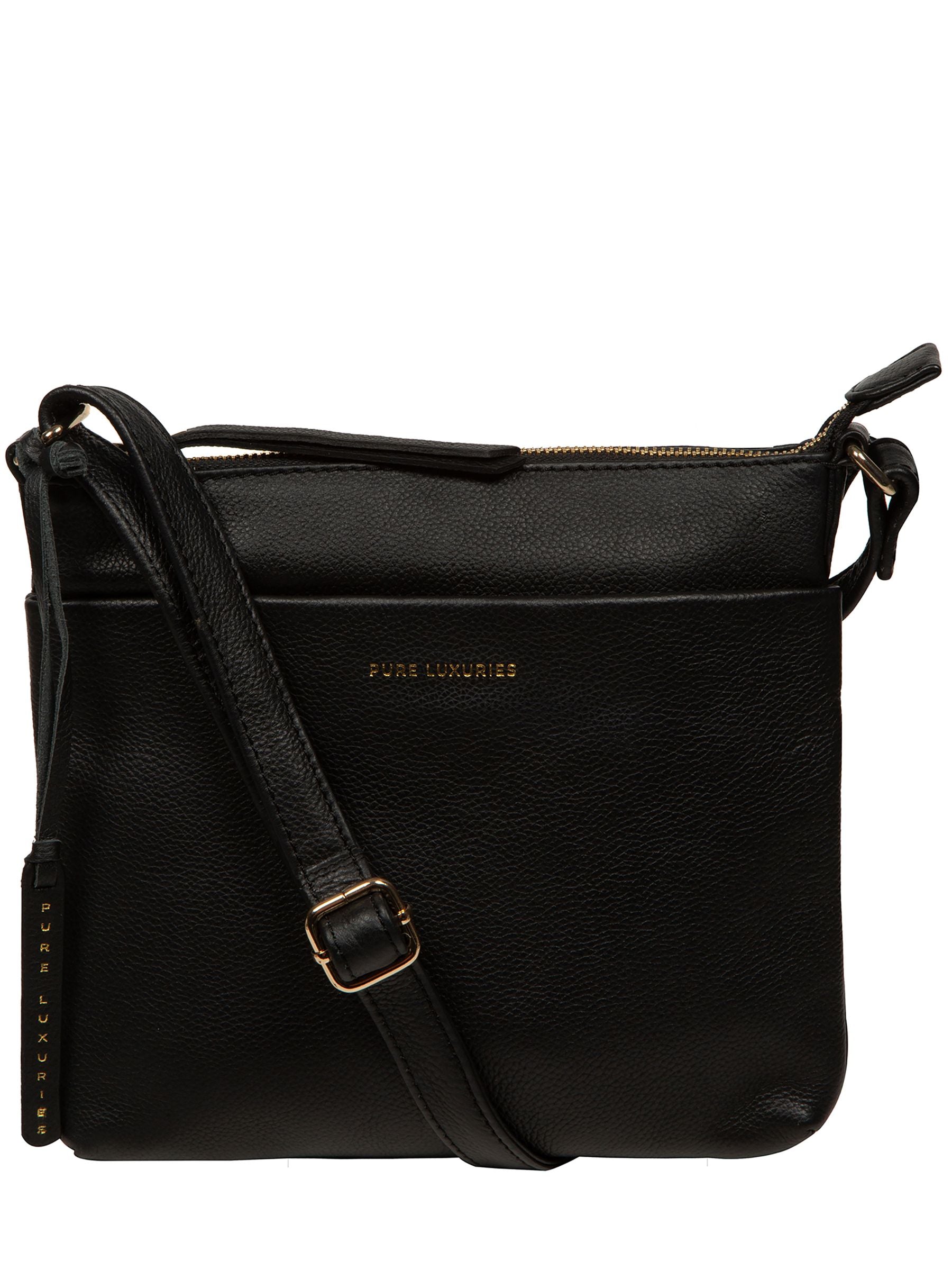 Pure Luxuries London Black Alderley leather cross-body bag, imported from the UK