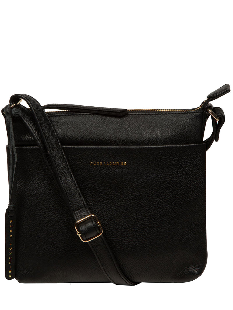 Pure Luxuries London Black Alderley leather cross-body bag, imported from the UK