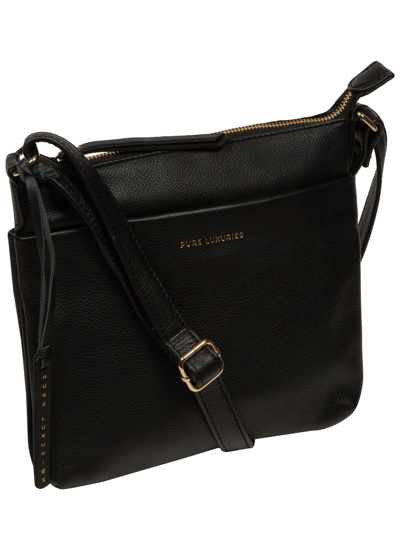 Pure Luxuries London Black Alderley leather cross-body bag, imported from the UK