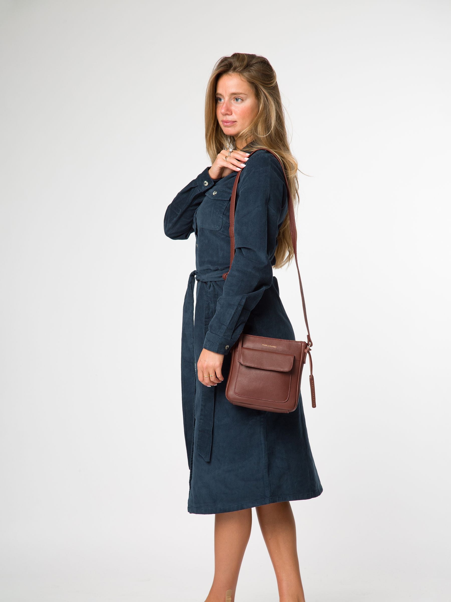 Pure Luxuries London Brown Amberlyn cross-body bag (British brand)