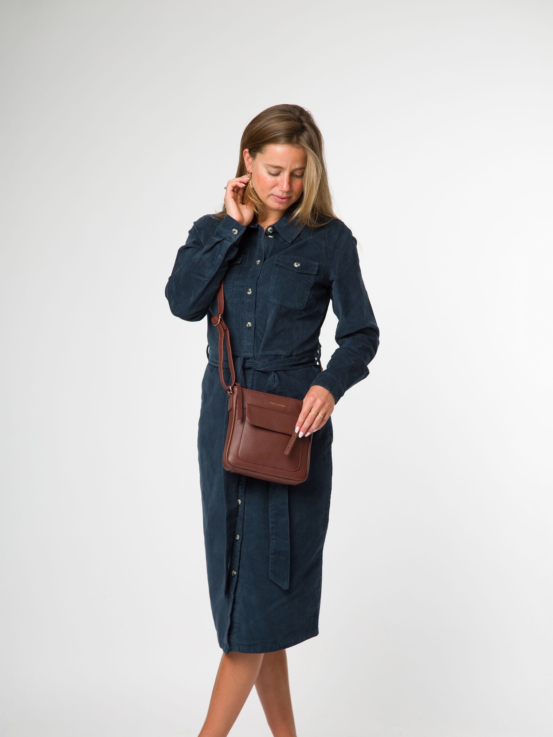 Pure Luxuries London Brown Amberlyn cross-body bag (British brand)