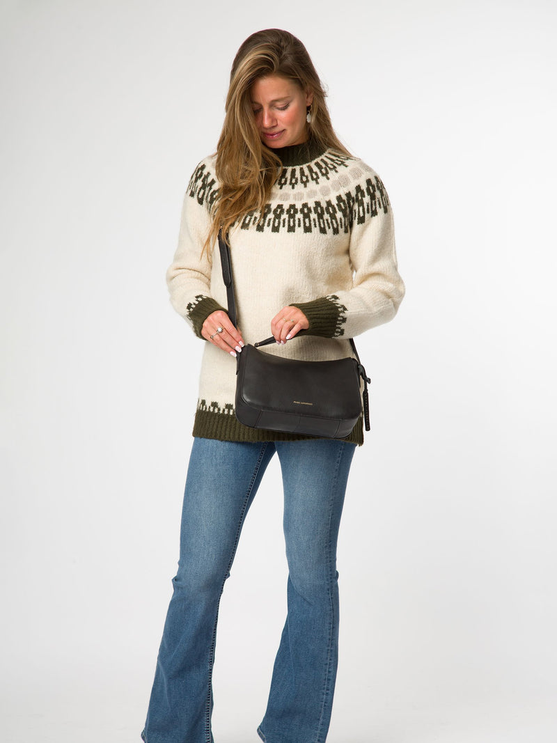 Pure Luxuries London Caldecote black leather cross-body bag - British product