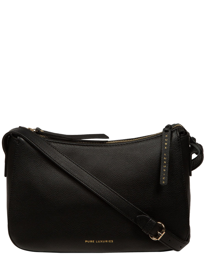 Pure Luxuries London Caldecote black leather cross-body bag - British product