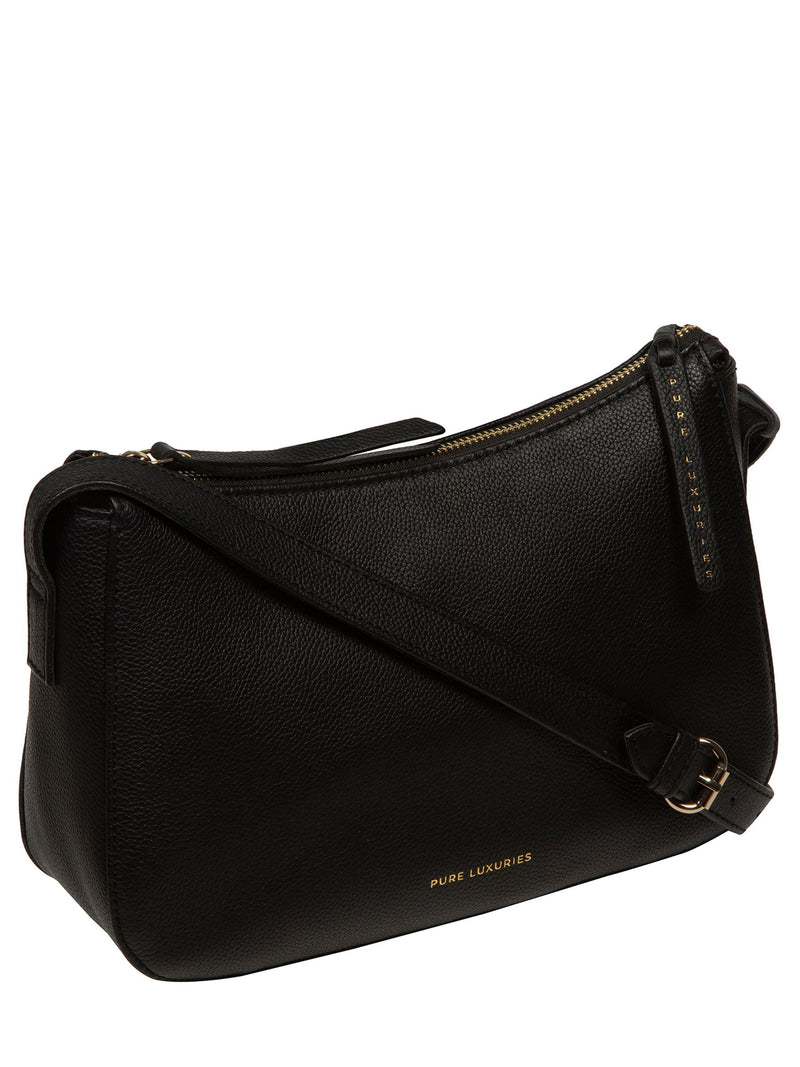 Pure Luxuries London Caldecote black leather cross-body bag - British product