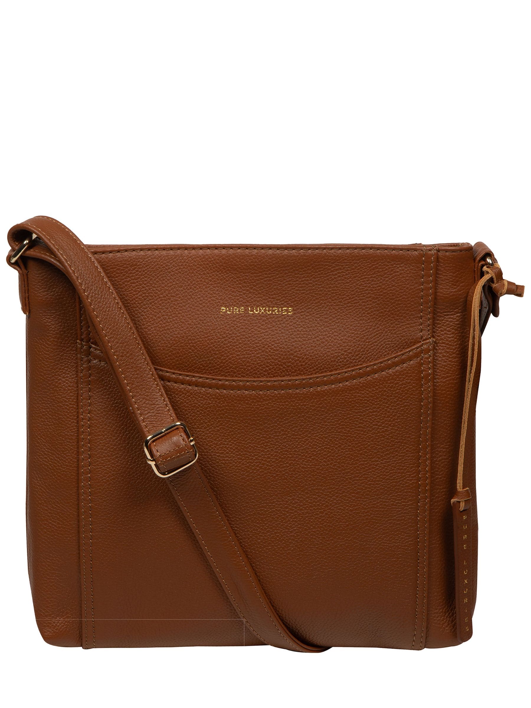 Pure Luxuries London black leather cross-body bag, imported from the UK