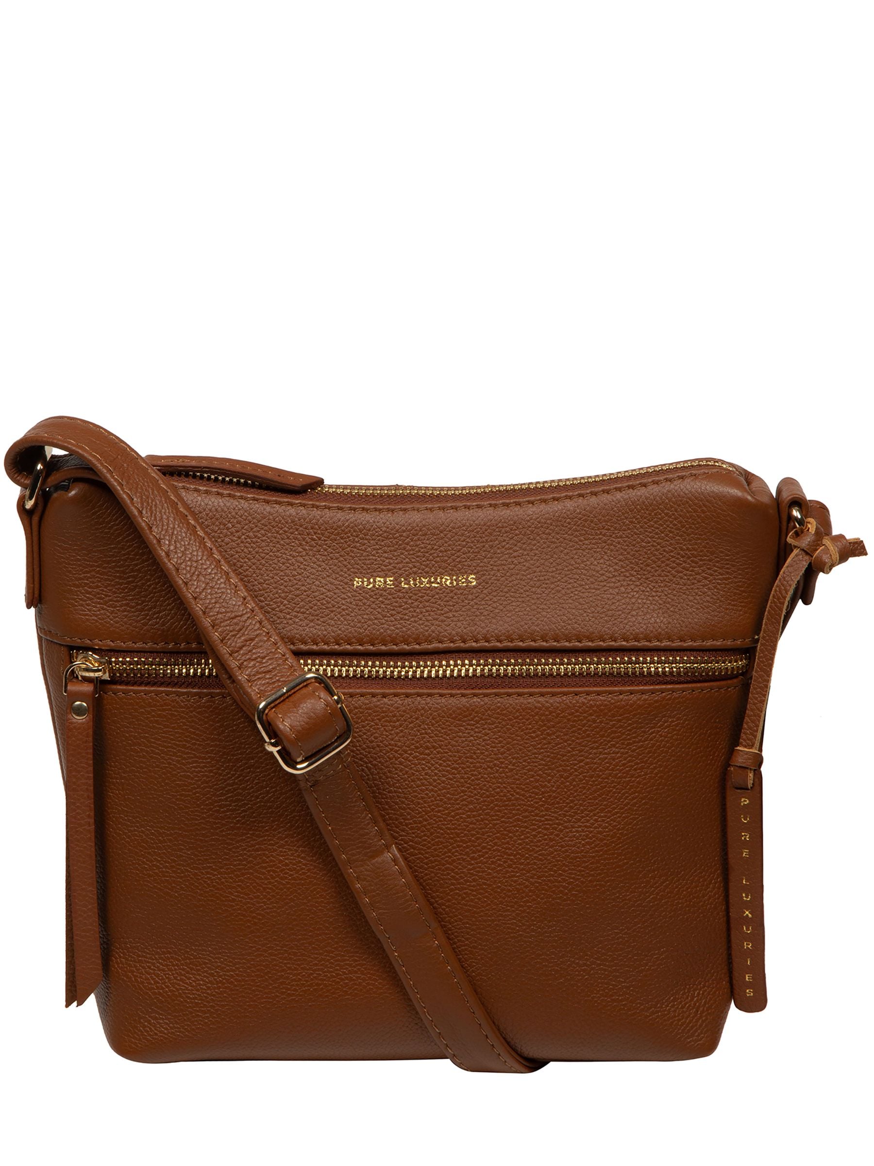 Pure Luxuries London brown Thorne leather cross-body bag, imported from the UK