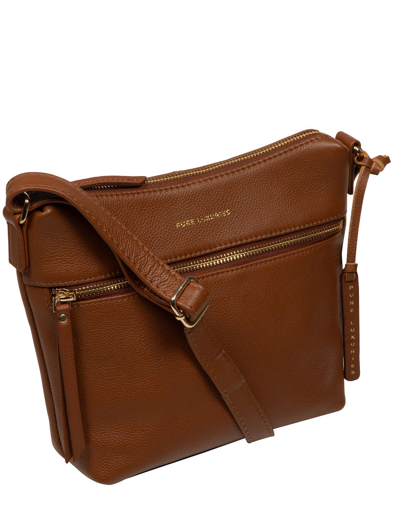 Pure Luxuries London brown Thorne leather cross-body bag, imported from the UK