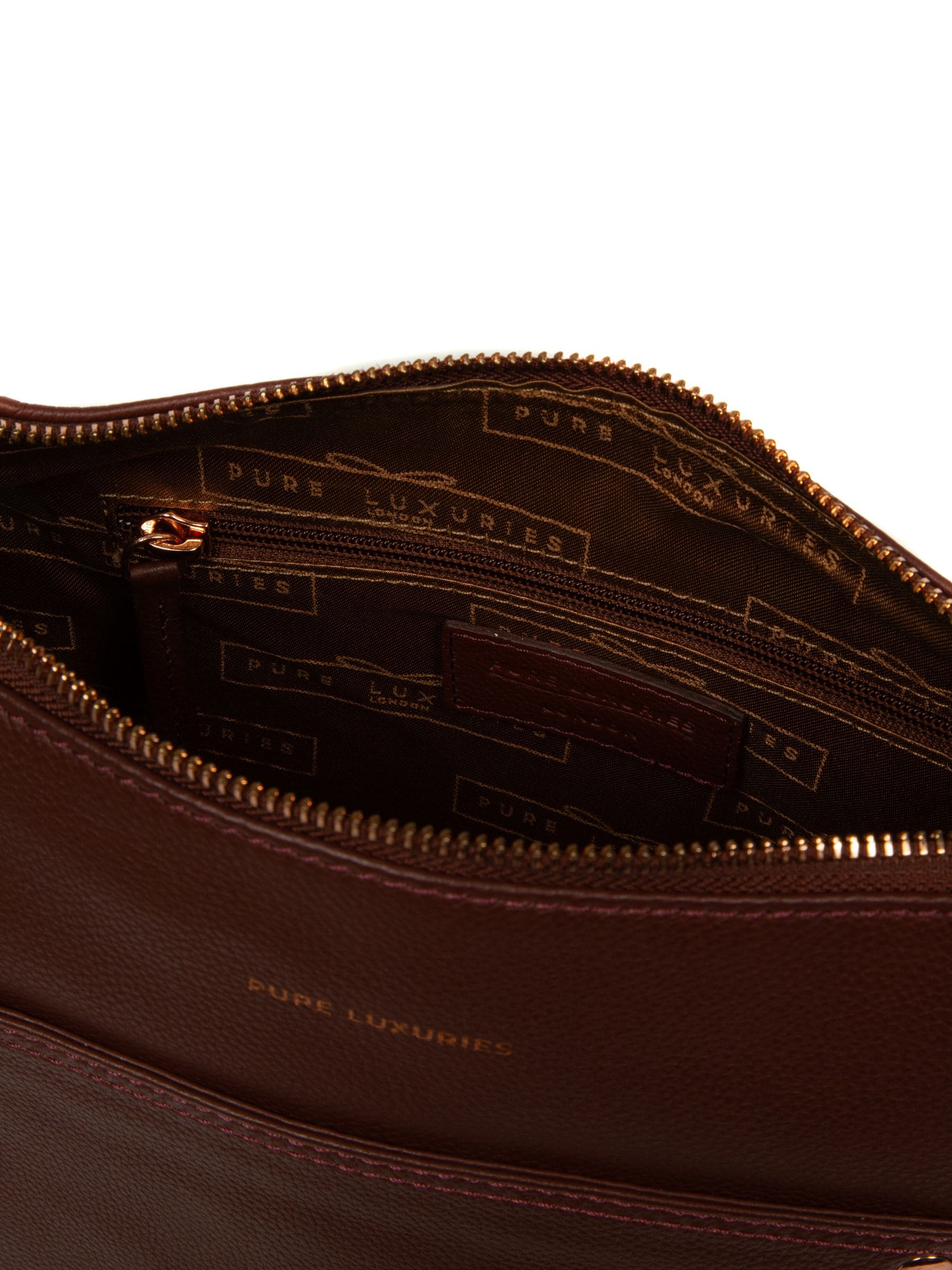 Pure Luxuries Melbury leather shoulder bag in brown (British brand)