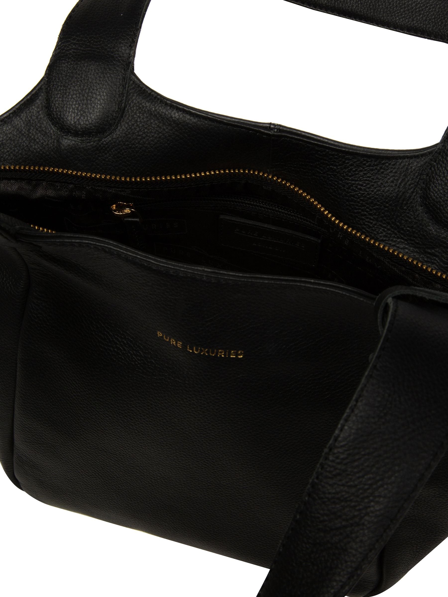 Pure Luxuries London Ormesby leather handbag black, imported from the UK