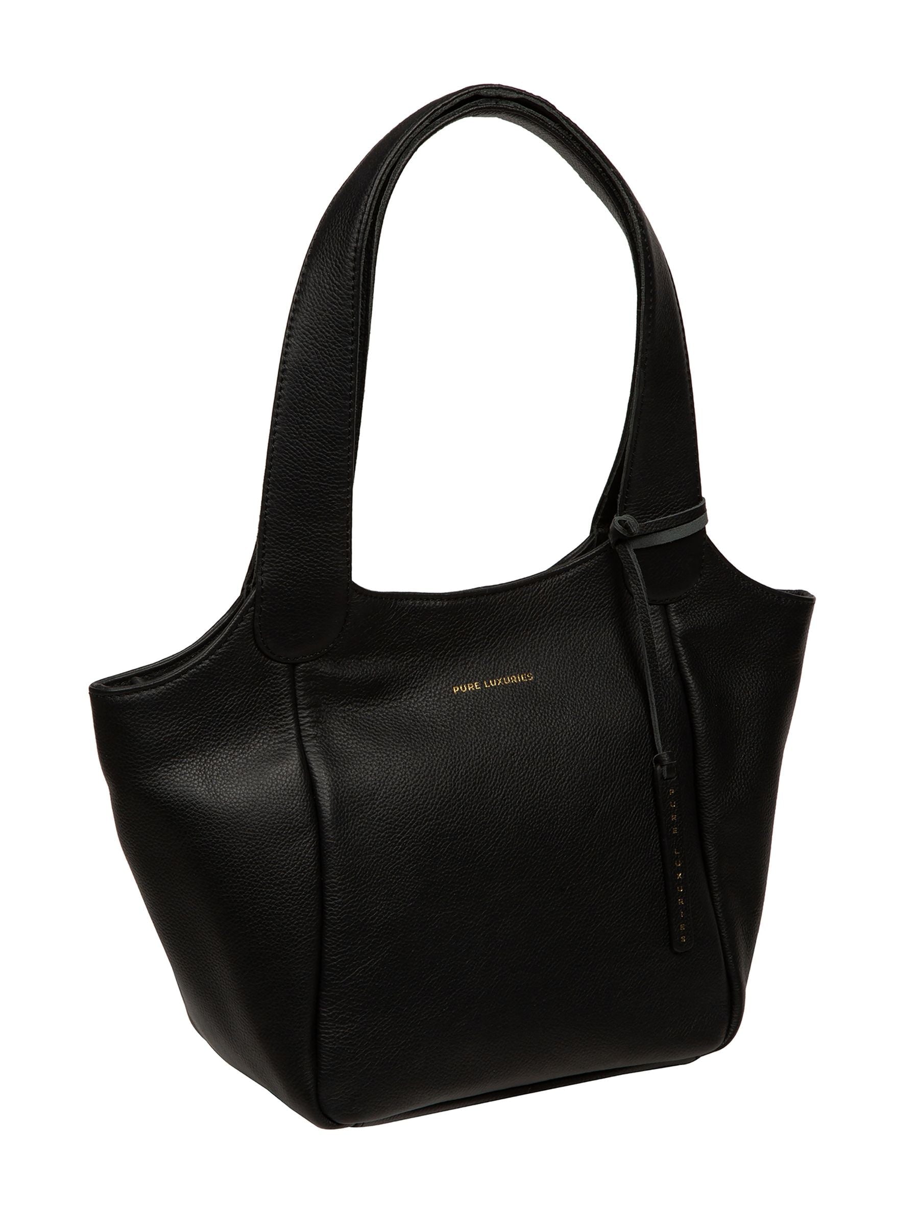Pure Luxuries London Ormesby leather handbag black, imported from the UK