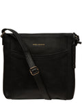 Pure Luxuries London black leather cross-body bag, imported from the UK