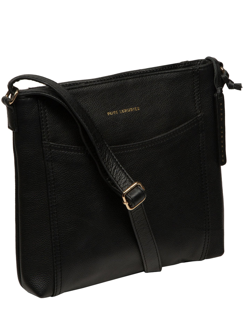 Pure Luxuries London black leather cross-body bag, imported from the UK