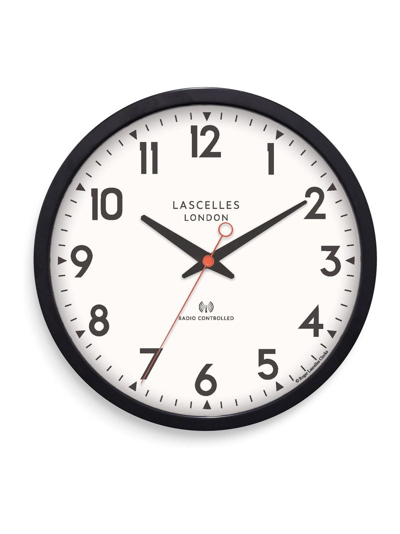 Brookpace Lascelles black radio controlled clock 36cm (British brand)