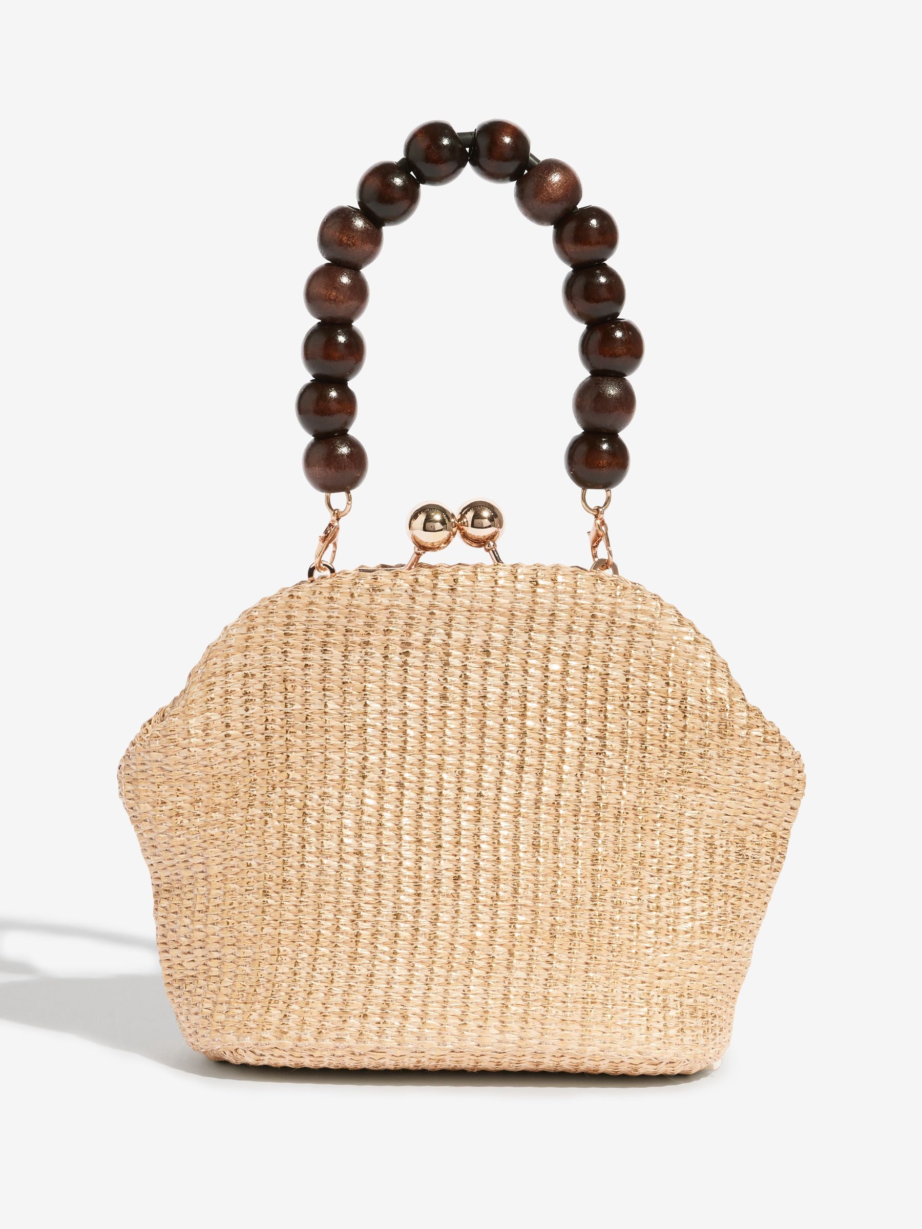 Natural raffia top handle clutch bag with 3D flower, imported from the UK