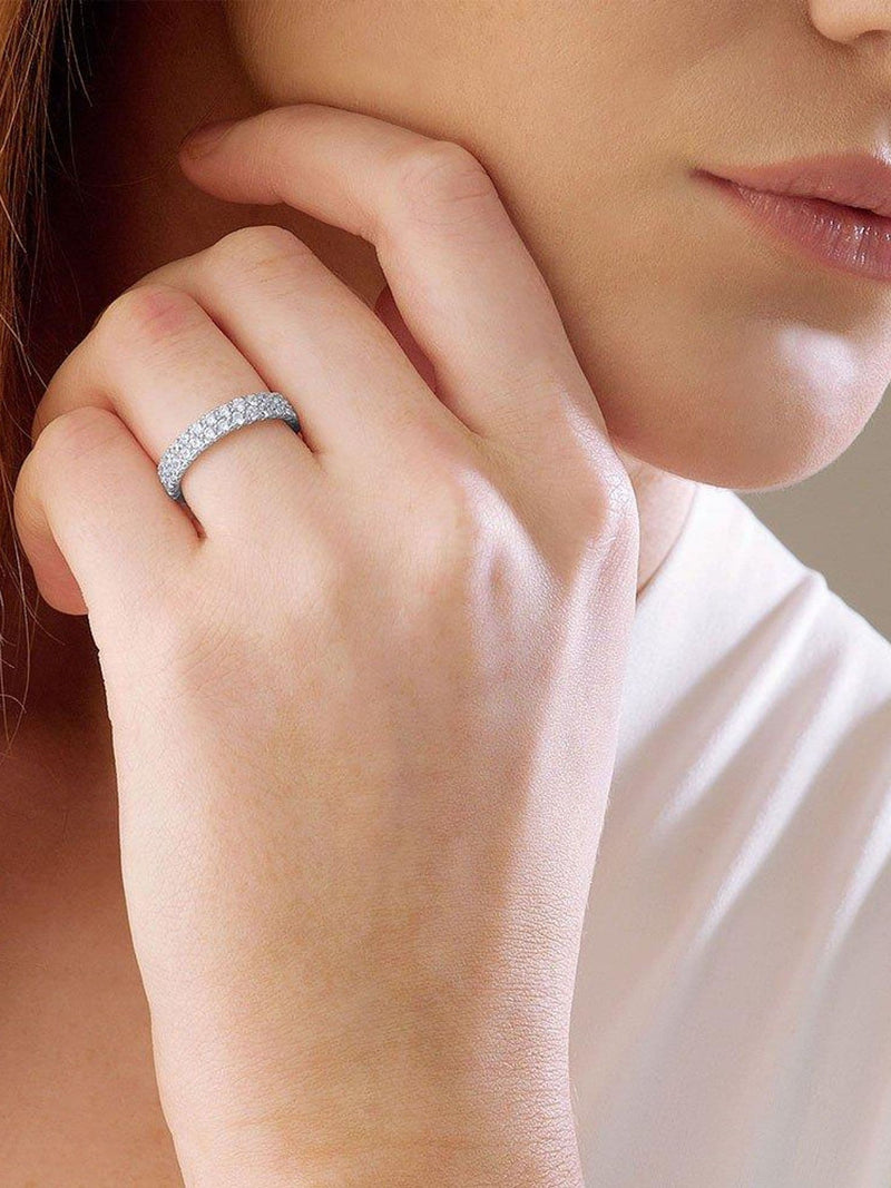 Beaverbrooks silver cubic zirconia two row ring, imported from the UK