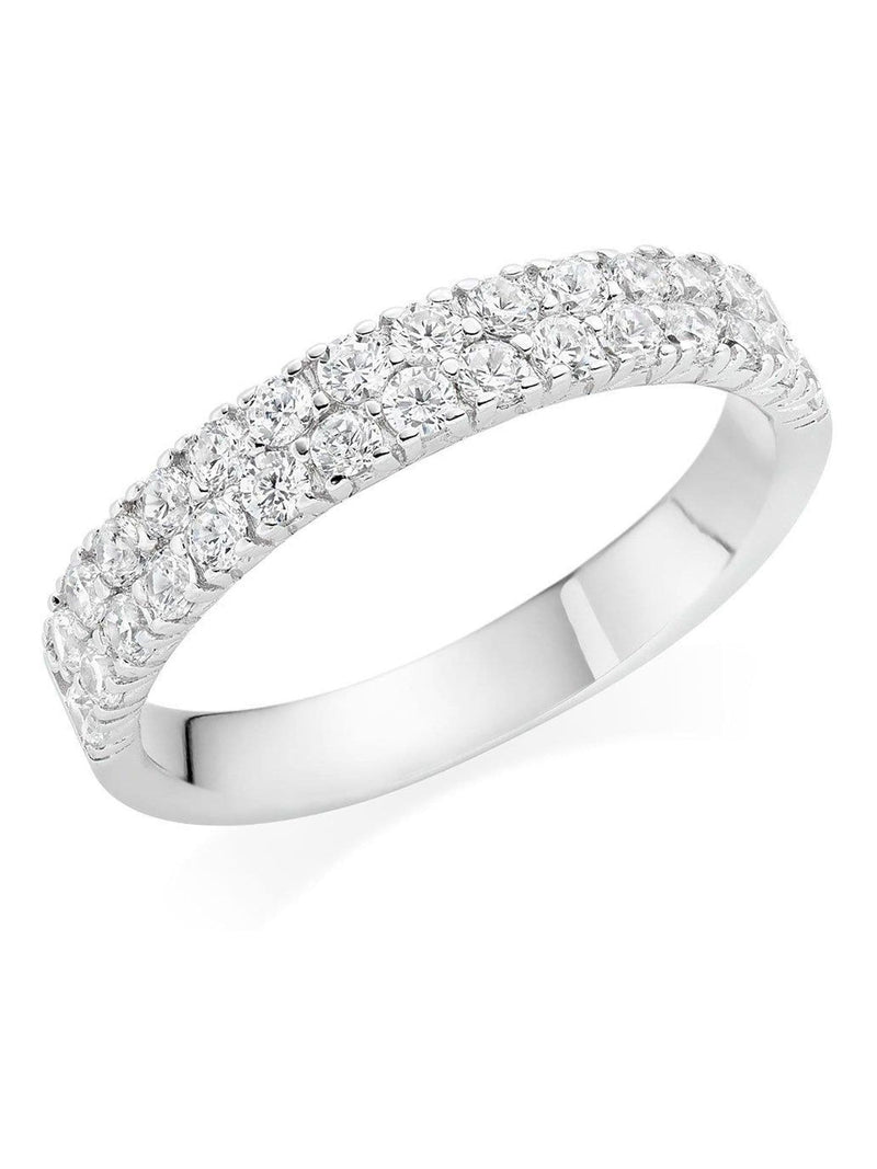 Beaverbrooks silver cubic zirconia two row ring, imported from the UK