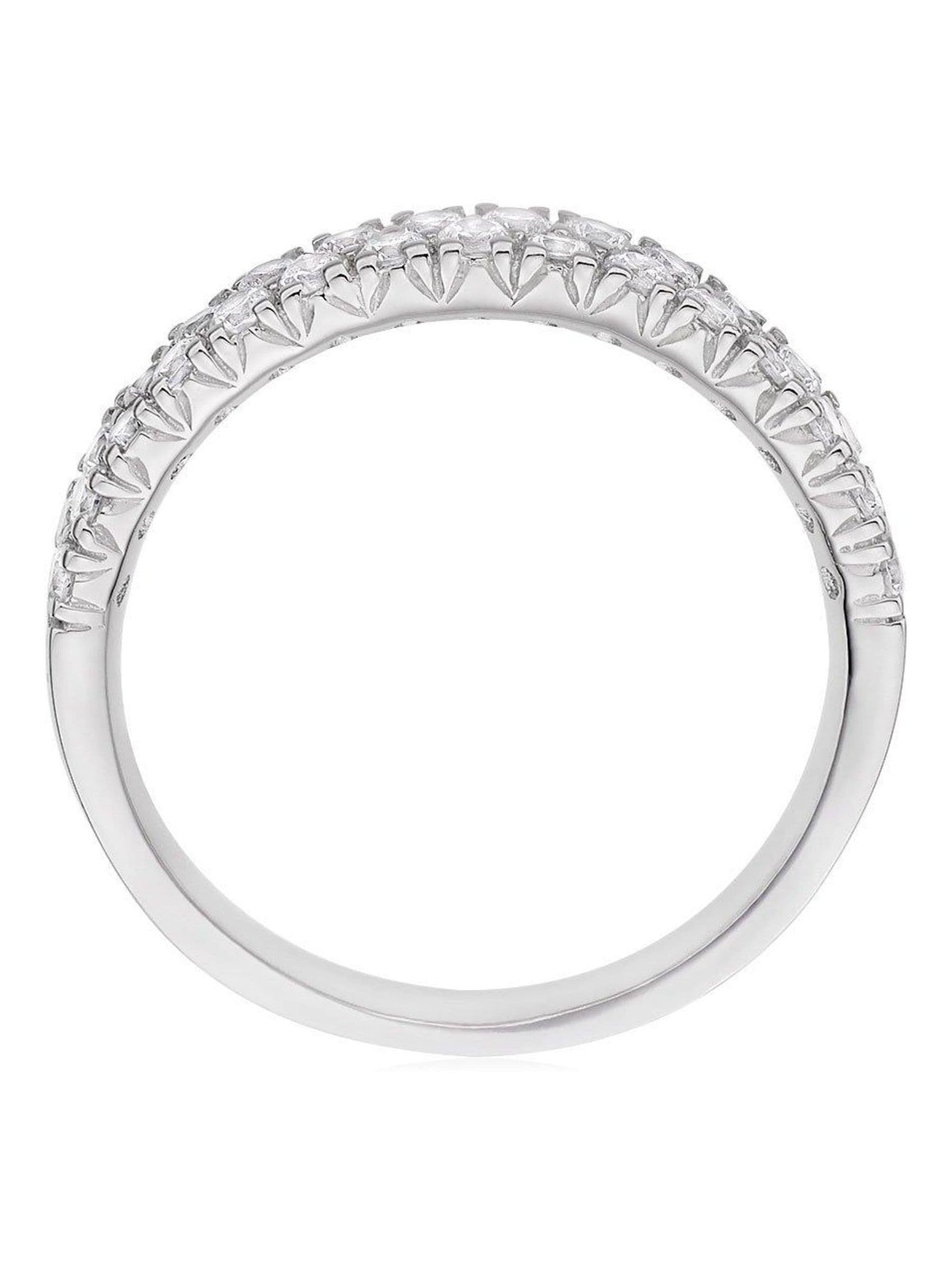 Beaverbrooks silver cubic zirconia two row ring, imported from the UK