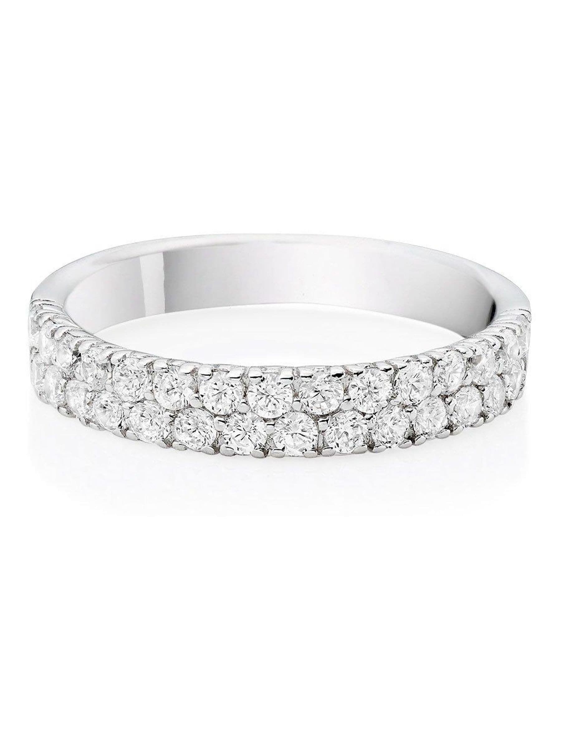 Beaverbrooks silver cubic zirconia two row ring, imported from the UK