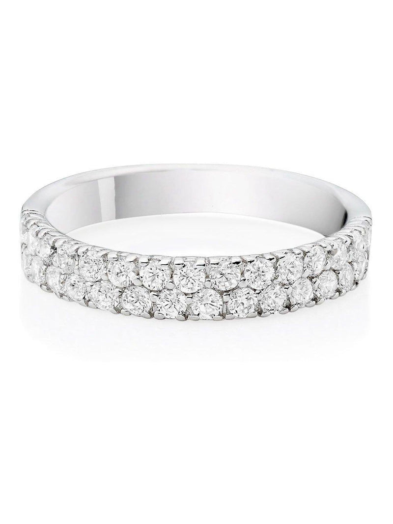 Beaverbrooks silver cubic zirconia two row ring, imported from the UK