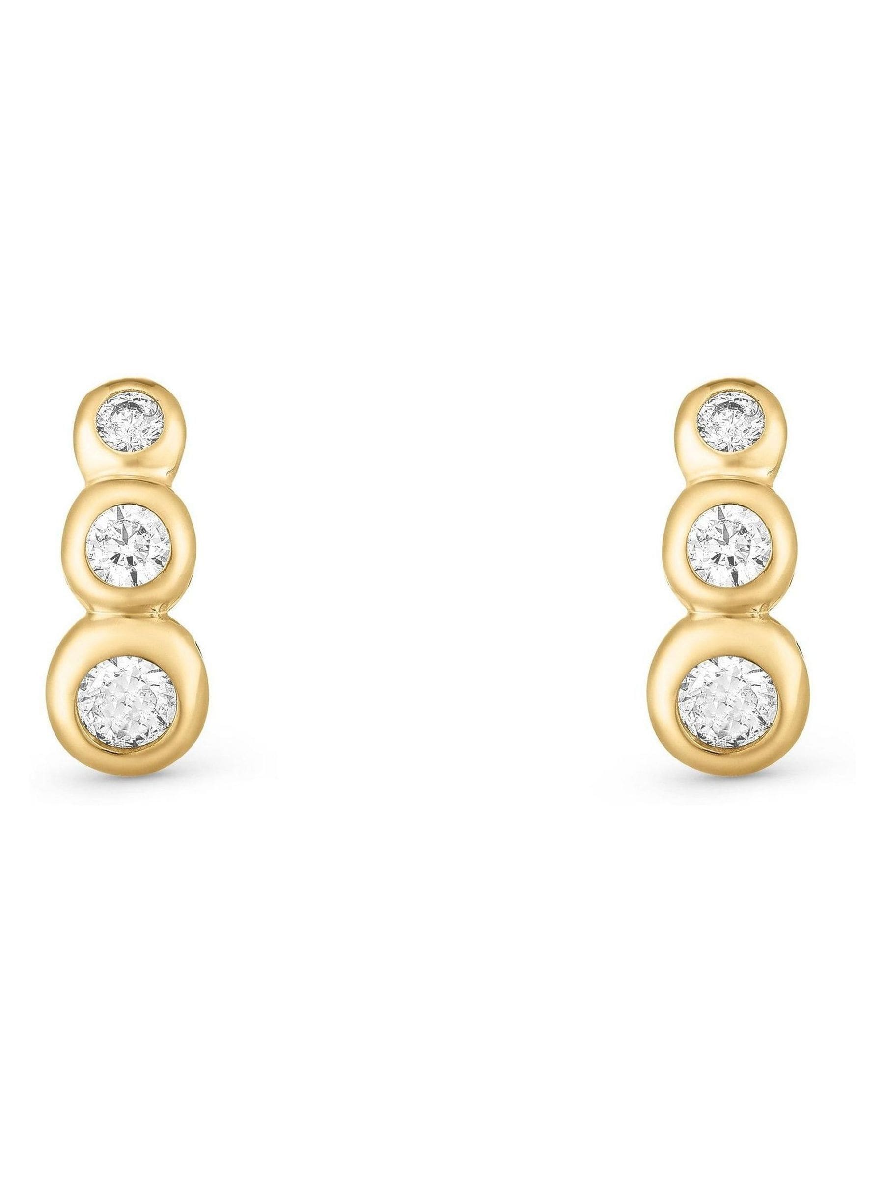 Beaverbrooks gold stud earrings cubic zirconia swirl, imported from the UK