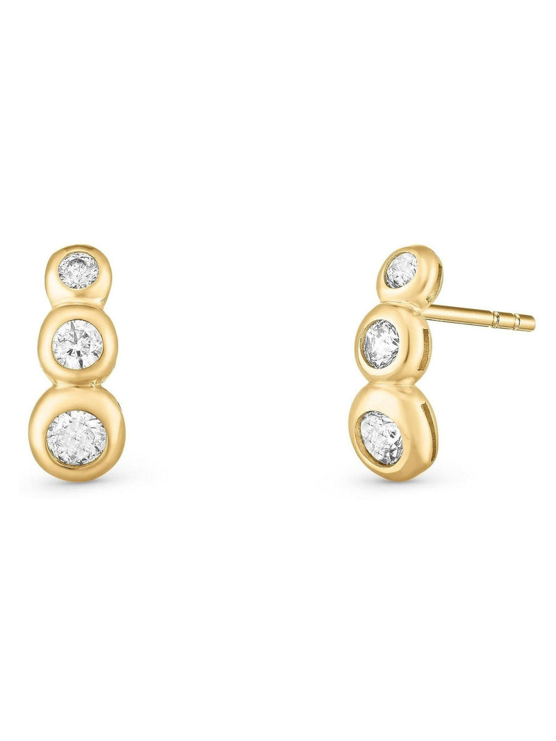 Beaverbrooks gold stud earrings cubic zirconia swirl, imported from the UK