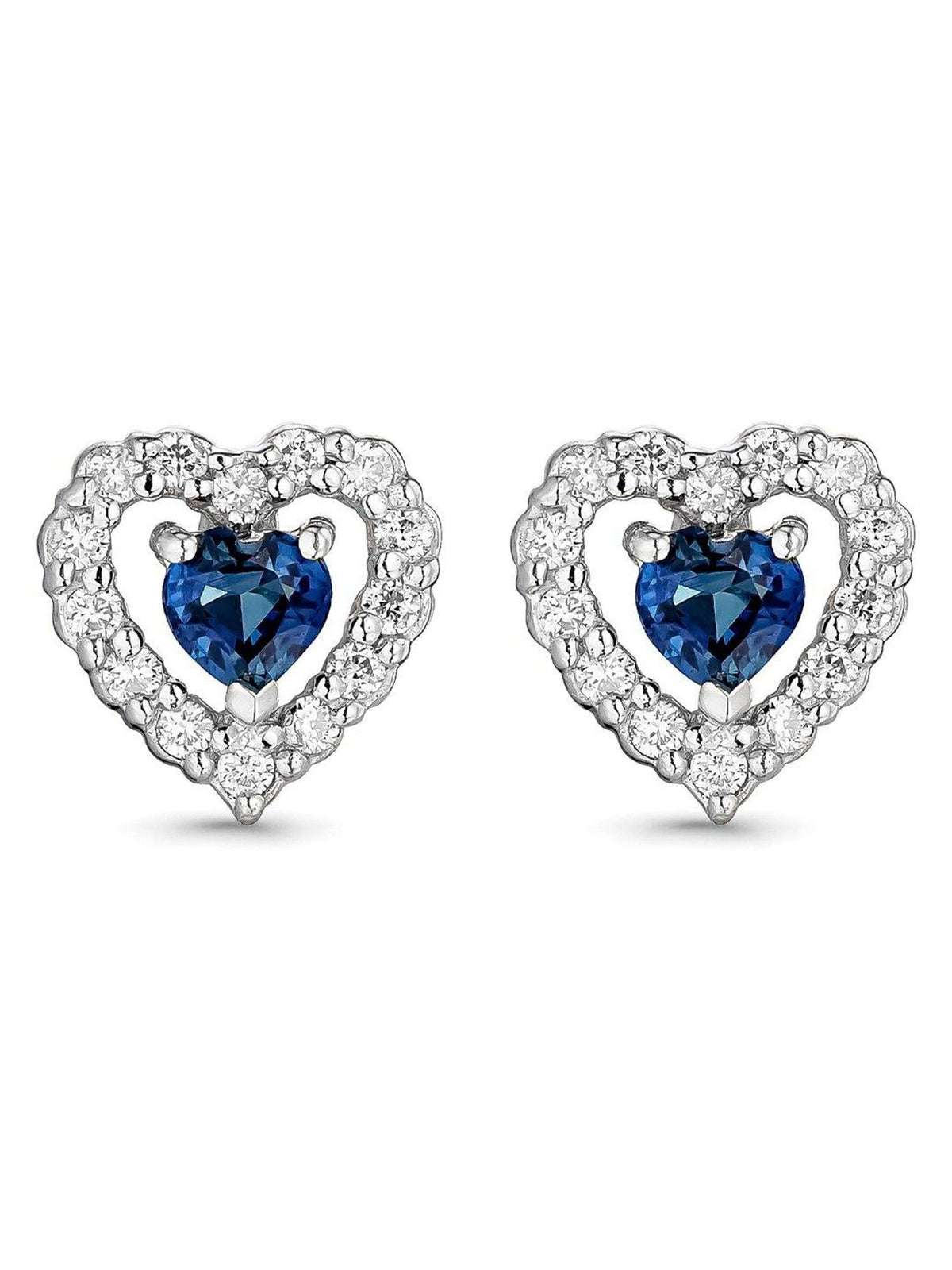 Beaverbrooks diamond sapphire heart earrings 7mm - British product