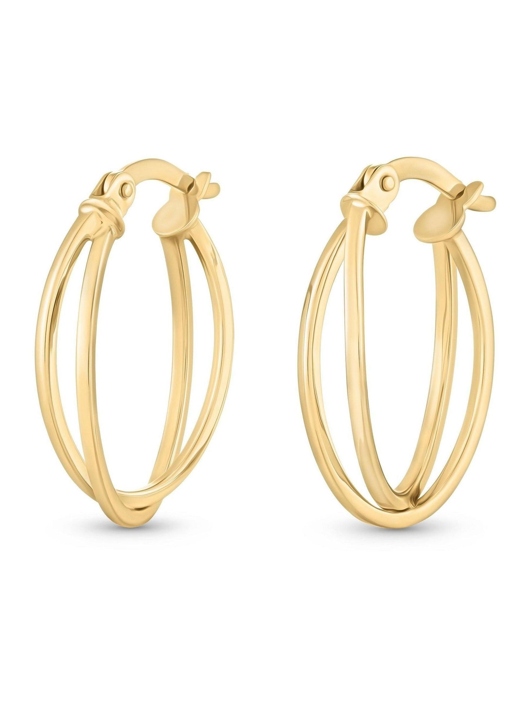 Beaverbrooks gold double hoop earrings 2mm, UK version