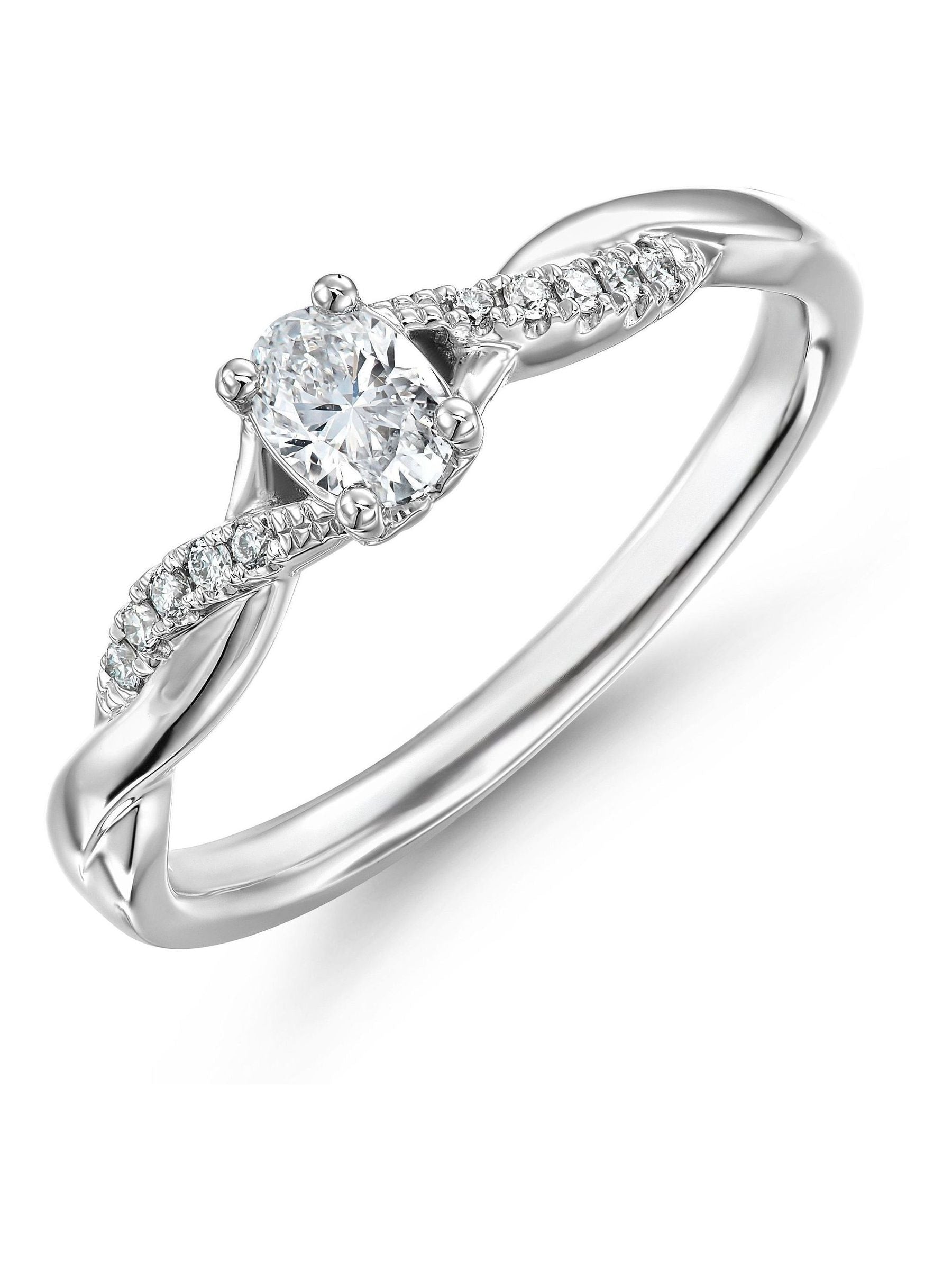 Beaverbrooks white platinum diamond oval engagement ring 0.30ct - British product