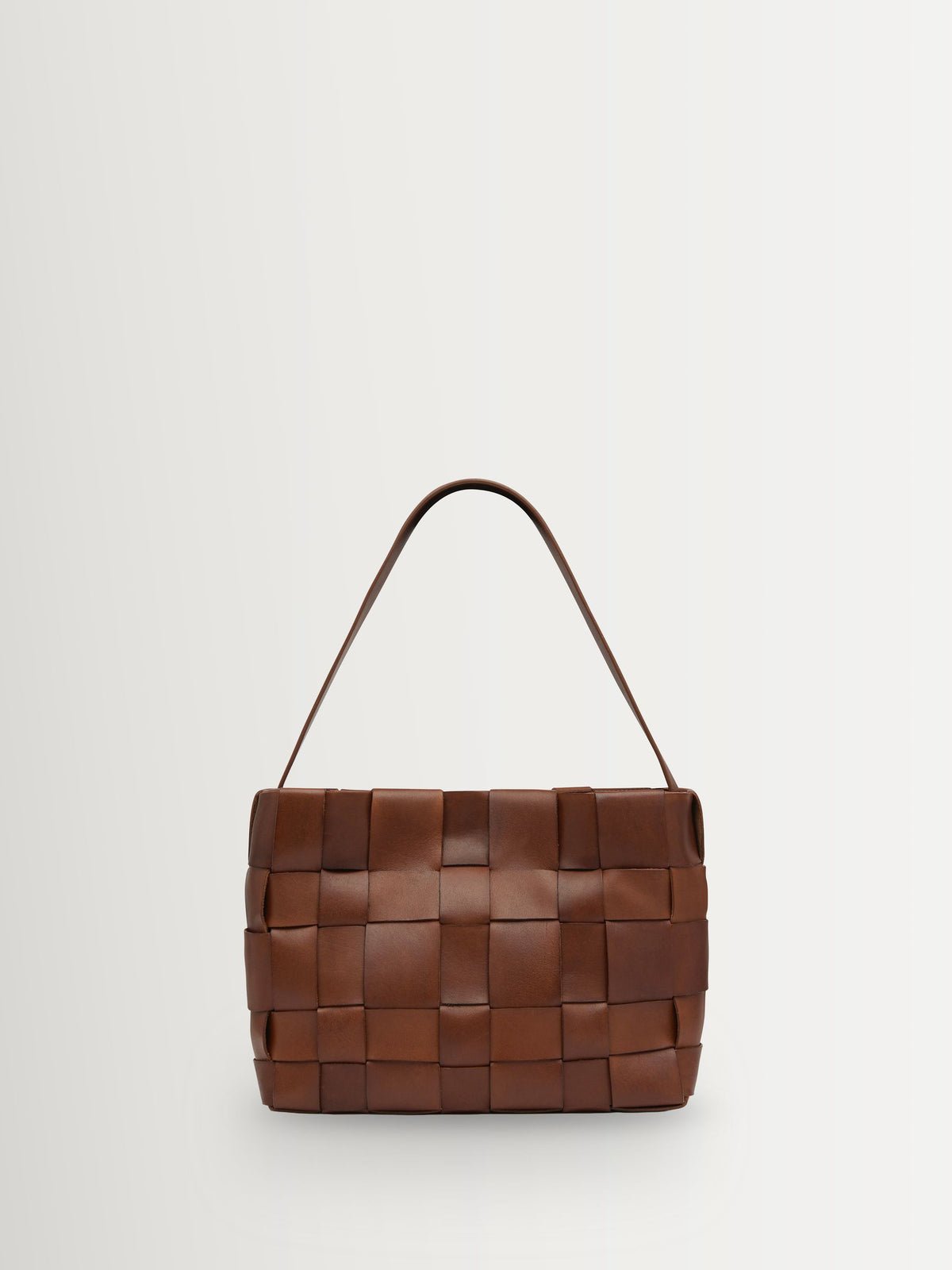 St Agni brown woven leather mini tote bag, UK version