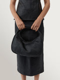 St Agni black woven leather large Bon Bon bag - British product