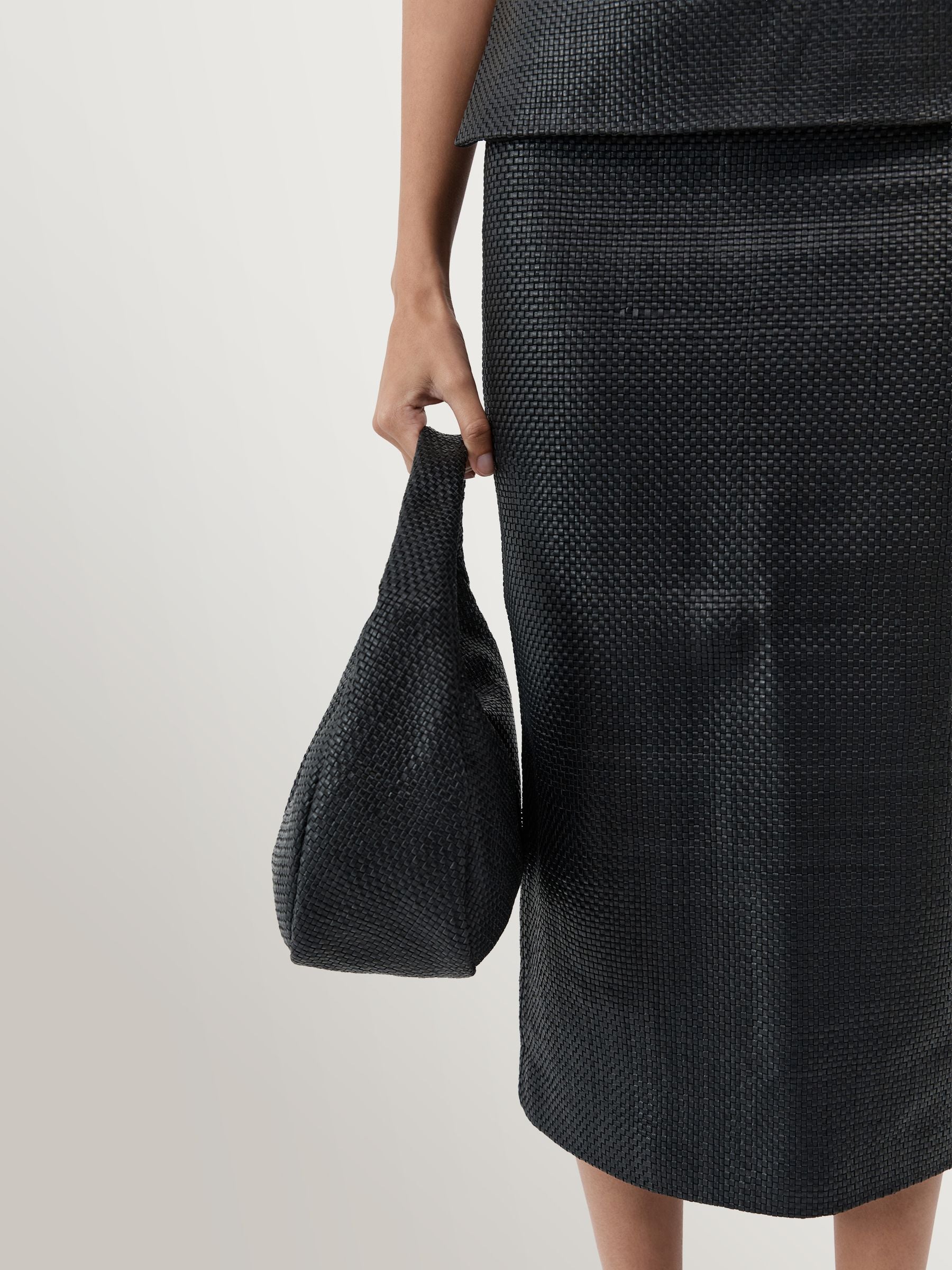St Agni black woven leather large Bon Bon bag - British product