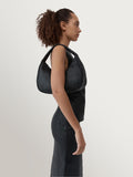 St Agni black woven leather large Bon Bon bag - British product