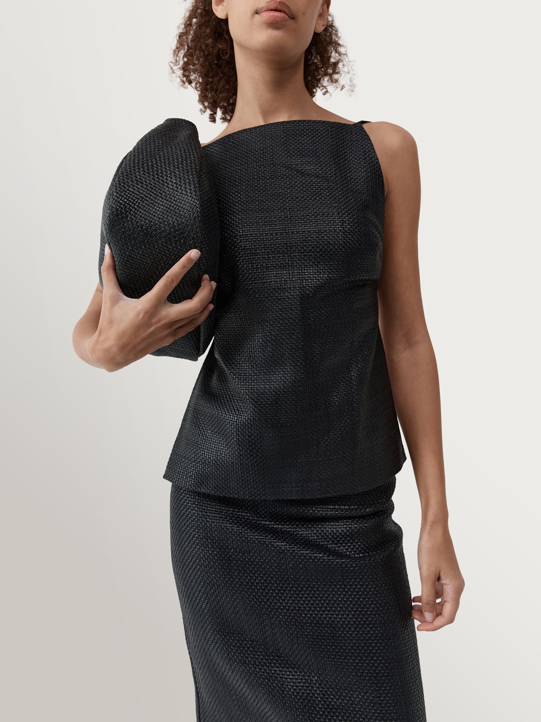 St Agni black woven leather large Bon Bon bag - British product
