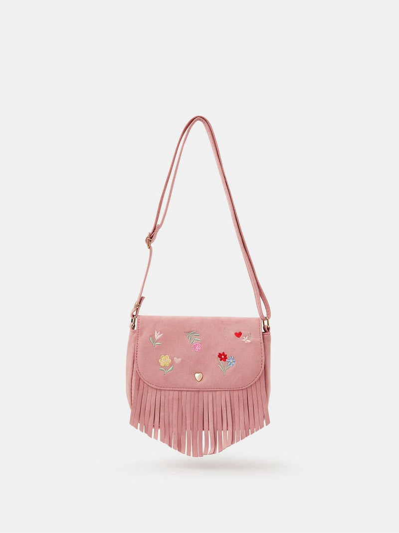 Angels By Accessorize pink floral fringe cross-body bag - British product