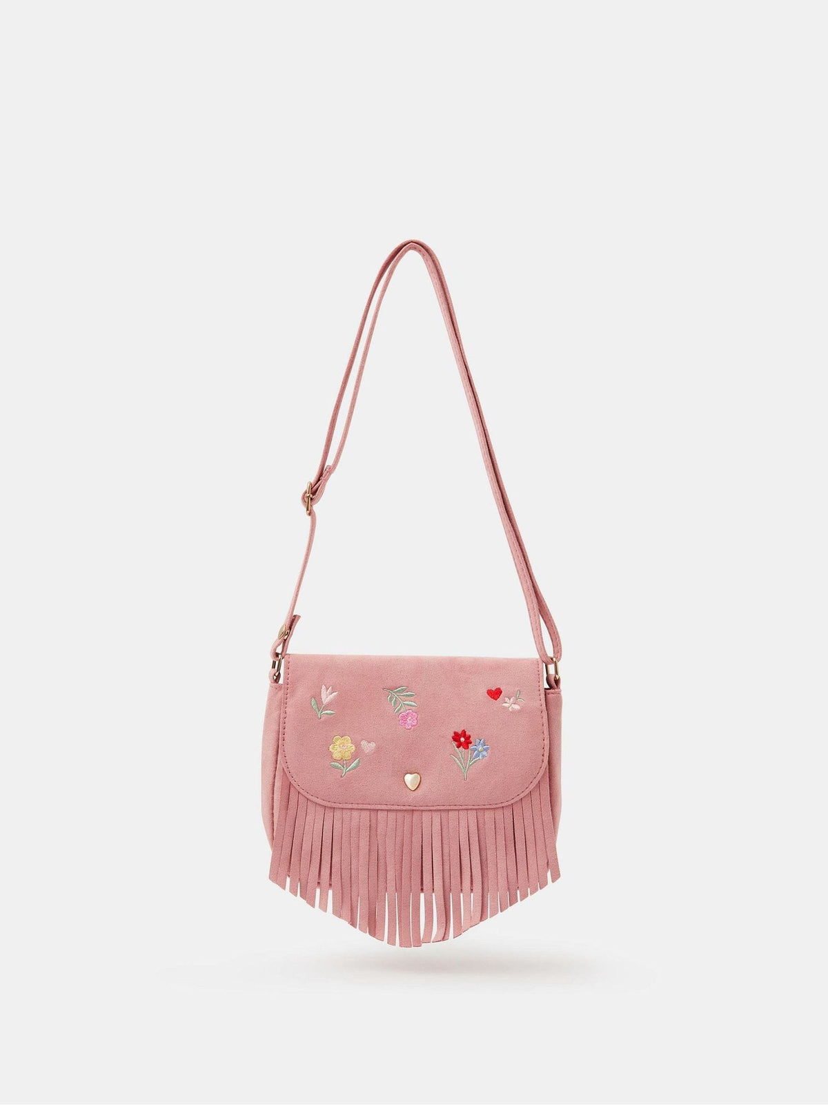 Angels By Accessorize pink floral fringe cross-body bag - British product