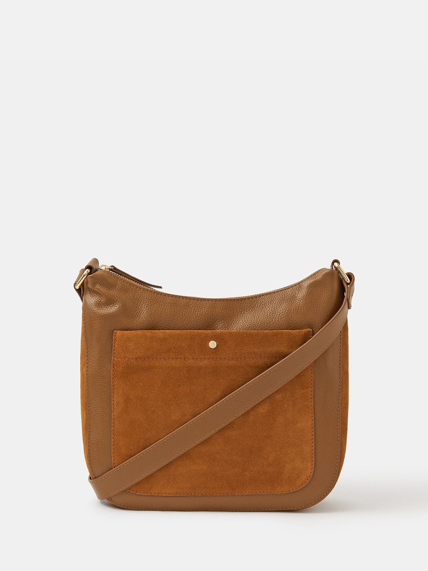 Accessorize brown leather messenger cross-body bag, imported from the UK